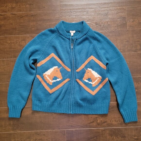 Anthropologie Tiny Horse Knit Zip Front Cardigan Womens S Western Equestrian - Picture 3 of 10